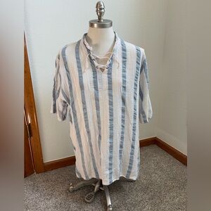 Grimani Greek Made Striped Gauzy Tunic Shirt Women’s Large‎